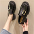 Round Toe Retro Shallow Mouth Metal Chain Oxford Loafers